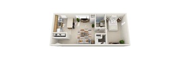 1 Bedroom Floor Plan at Pacific Highlands Apartments, Pennsylvania
