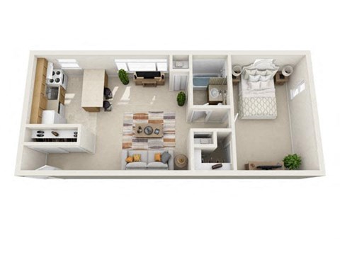 1 Bedroom Floor Plan at Pacific Highlands Apartments, Pennsylvania