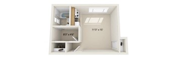 Studio Floor Plan at Pacific Highlands Apartments, Natrona Heights, Pennsylvania