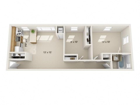 Two Bedroom Floor Plan at Pacific Highlands Apartments, Natrona Heights, Pennsylvania