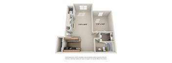 One Bedroom Floor Plan at Chestnut Ridge Apartments, Pennsylvania, 15205