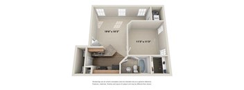 1 Bedroom 1 Bathroom Floor Plan at Chestnut Ridge Apartments, Pittsburgh, PA, 15205