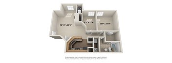 Two Bedroom Floor Plan at Chestnut Ridge Apartments, Pittsburgh, 15205