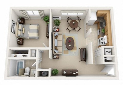 1 Bed 1 Bath Floor Plan at North Pointe Commons, Pennsylvania, 15229
