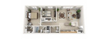 2 Bedroom 2 Bathroom Floor Plan at North Pointe Commons, Pittsburgh, Pennsylvania