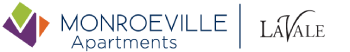 The image is a logo for Monroeville Apartments.