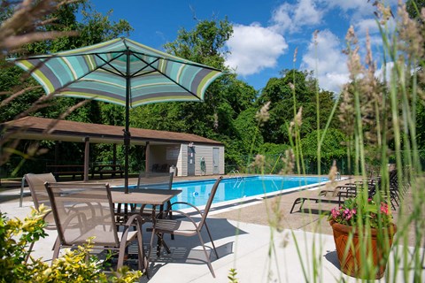 Poolside Dining Table at Lavale Apartments, Monroeville, Pennsylvania