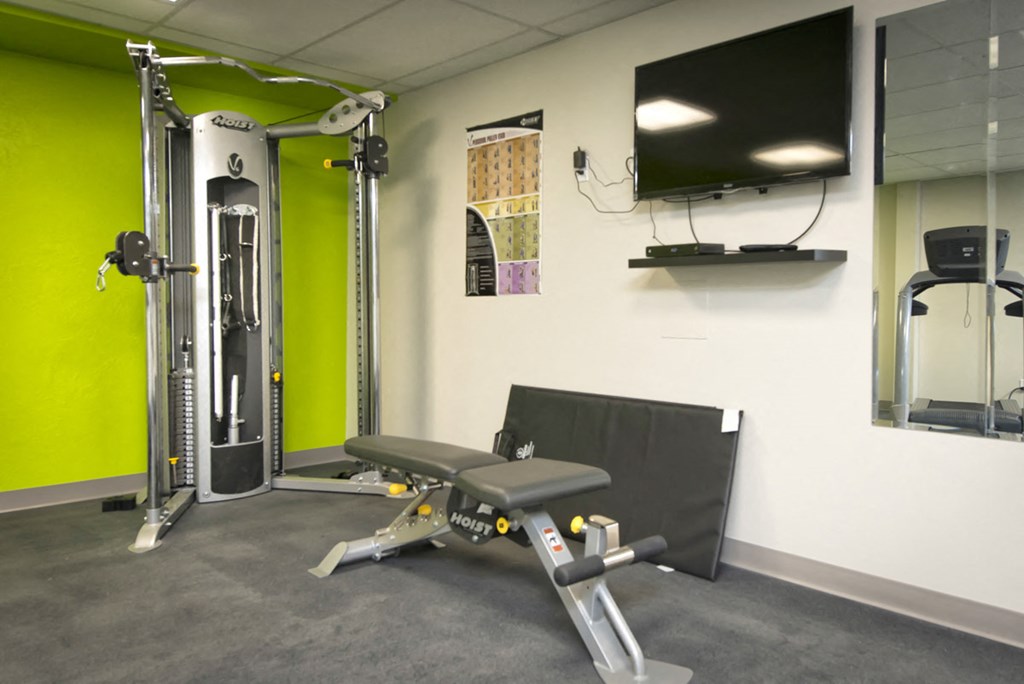 Fitness Center With Modern Equipment at 1310 Archibald Apartments, Winnipeg, MB R2J 0Z4
