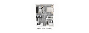Studio Floor Plan at 190 Smith Luxury Apartment Suites, Winnipeg