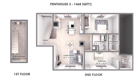 190 Smith - 2 Bedroom Penthouse Suite Two,  2 Bathrooms