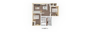 2 Bedroom, 1 Bathroom Floor Plan at 191 Cathedral Avenue