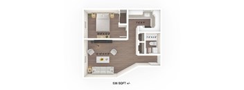 1 Bedroom, 1 Bathroom Floor Plan at 195 Cathedral Avenue