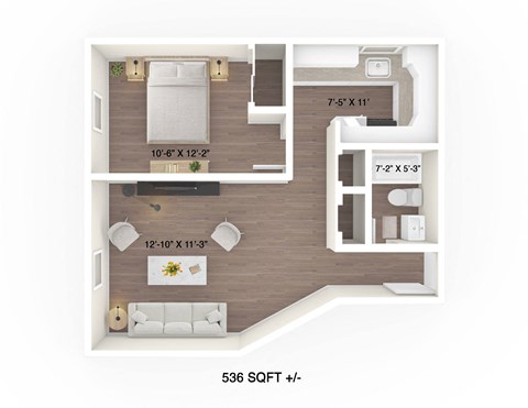 1 Bedroom, 1 Bathroom Floor Plan at 195 Cathedral Avenue