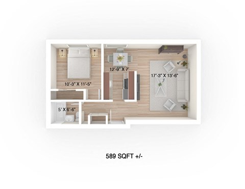 One-Bedroom Floor Plan at 30 Hargrave Apartment Suites, Winnipeg