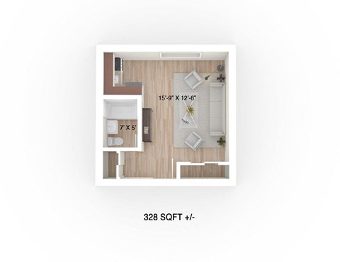 Studio Floor Plan at 30 Hargrave Apartment Suites, Winnipeg