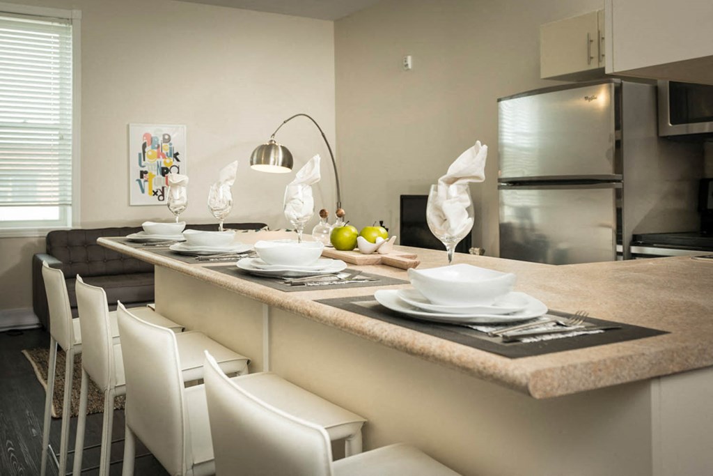 Kitchen and Dining Area at 300 Tache Apartment, Winnipeg, MB.