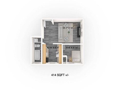 One Bedroom Floor Plan at 349/351 Daly Apartments, Winnipeg