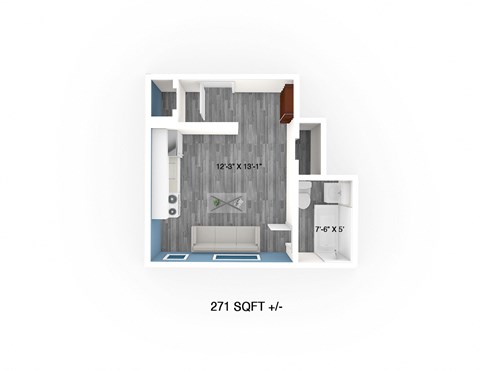 Studio Suite Floor Plan at 389 Balmoral Street