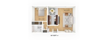 1 Bed, 1 Bath Floor Plan at 433 Edison Apartment, Winnipeg, MB R2G 0M2