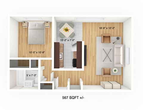 1 Bed, 1 Bath Floor Plan at 433 Edison Apartment, Winnipeg, MB R2G 0M2