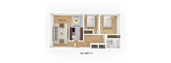 2 Bedroom, 1 Bath Floor Plan at 433 Edison Apartment, Winnipeg, MB R2G 0M2