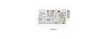 1 Bed 1 Bath Floor Plan at 703 St. Anne's Road Apartment