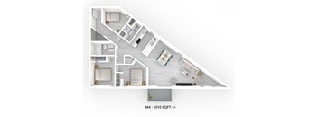 3 Bed 1 Bath Floor Plan at 703 St. Anne's Road Apartment
