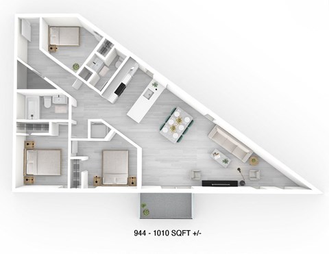 3 Bed 1 Bath Floor Plan at 703 St. Anne's Road Apartment