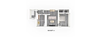 1 Bedroom, 1 Bathroom Floor Plan at 745 Wolseley, Winnipeg