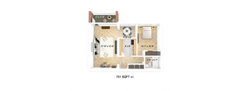 1 Bedroom 1 Bathroom Floor Plan at 1310 Archibald Apartments, Winnipeg, MB R2J 0Z4