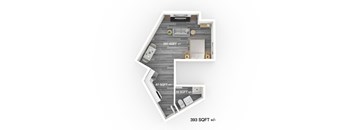Studio Floor Plan at 1310 Archibald Apartments, Winnipeg, MB R2J 0Z4