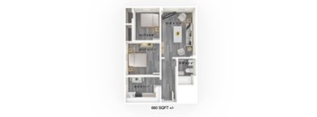 2 Bedroom, 1 Bathroom Floor Plan at 377 Brandon, Winnipeg