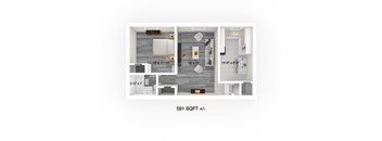 1 Bed 1 Bath Floor Plan at 700 Corydon Apartment, Apartments for Rent in Winnipeg