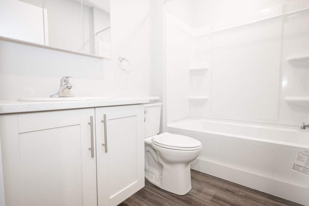A bathroom at a two-bedroom suite for rent in Winnipeg