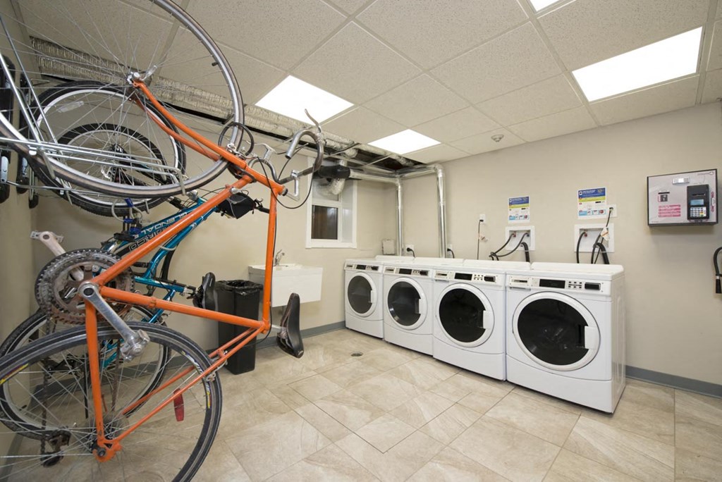 Laundry Room with Bike Rack at 700 Corydon Apartment, Apartments for Rent in Winnipeg