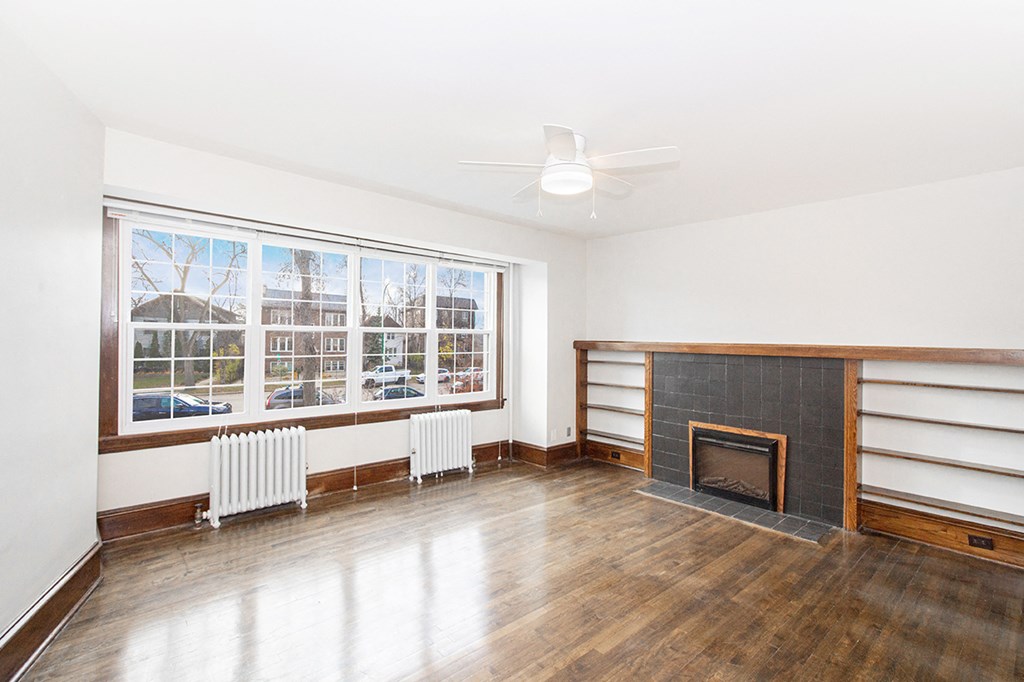 A renovated living room at 883 Grosvenor Apartments for rent