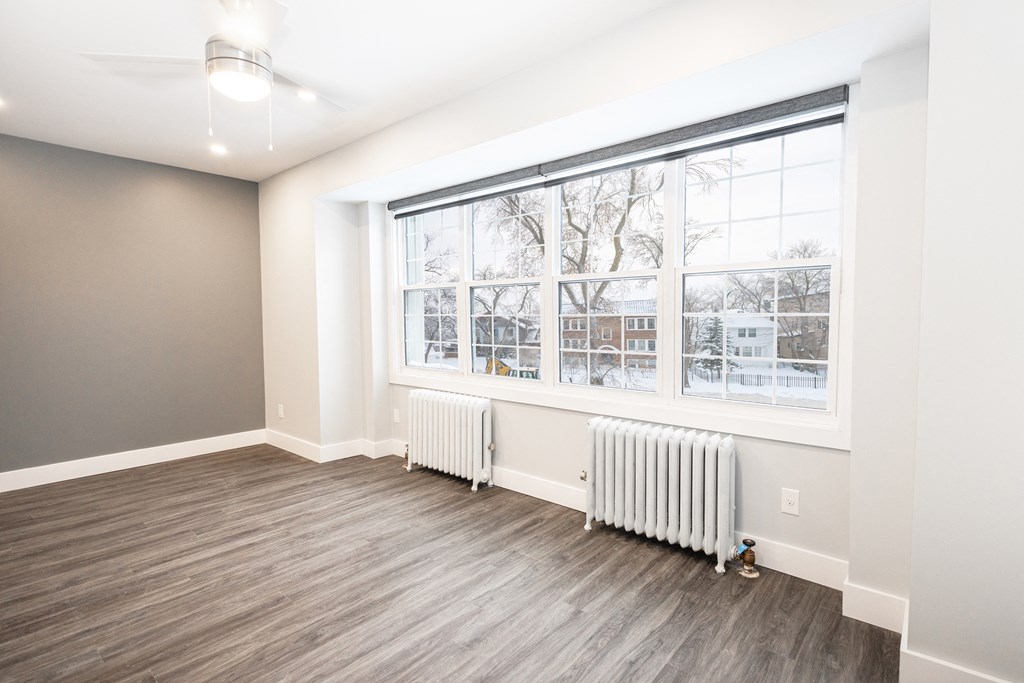 A living room at a two-bedroom suite for rent in Winnipeg, Manitoba