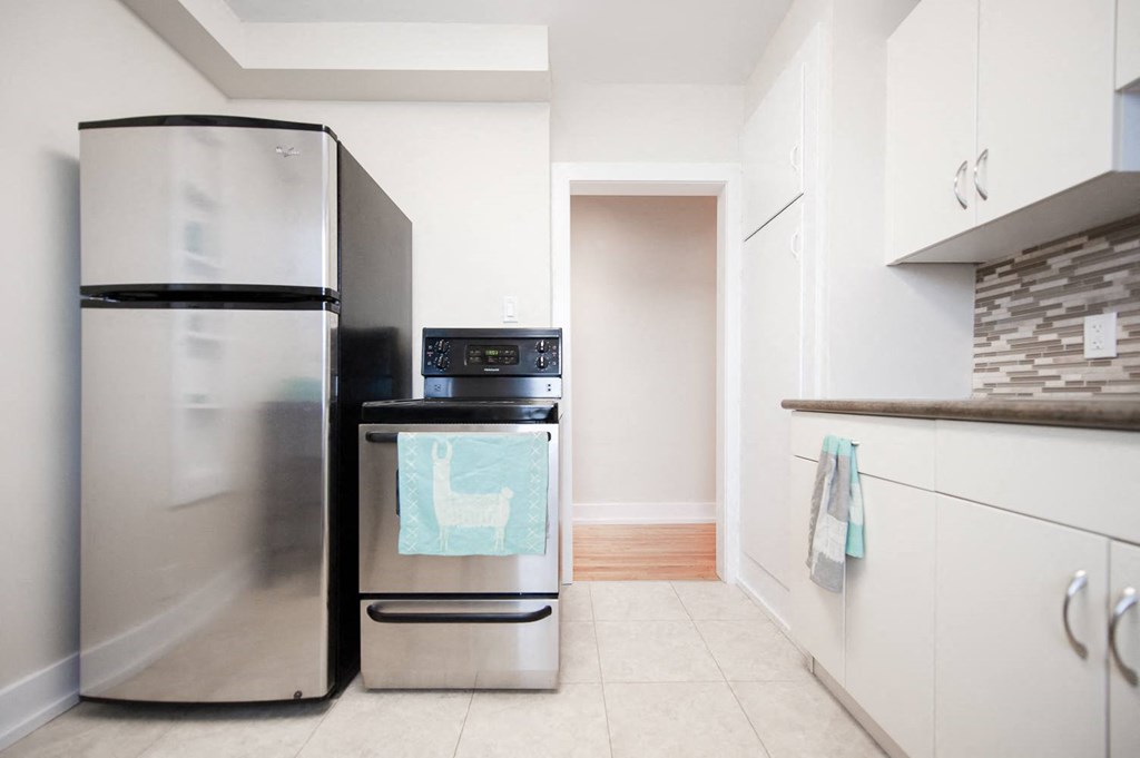 Kitchen with Stainless Steel Appliances at Place St. Boniface Complex