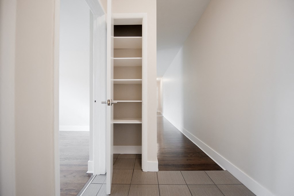 Hallway With Closet Storage at 700 Corydon Apartment, Apartment for Rent in Winnipeg