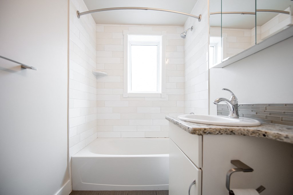 Renovated Bathroom at 700 Corydon Apartment, Apartments for Rent in Winnipeg