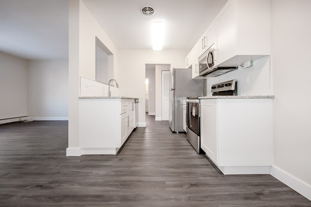 Renovated Kitchen and Living Area at 5 Valhalla Apartment, Apartments For Rent in Winnipeg