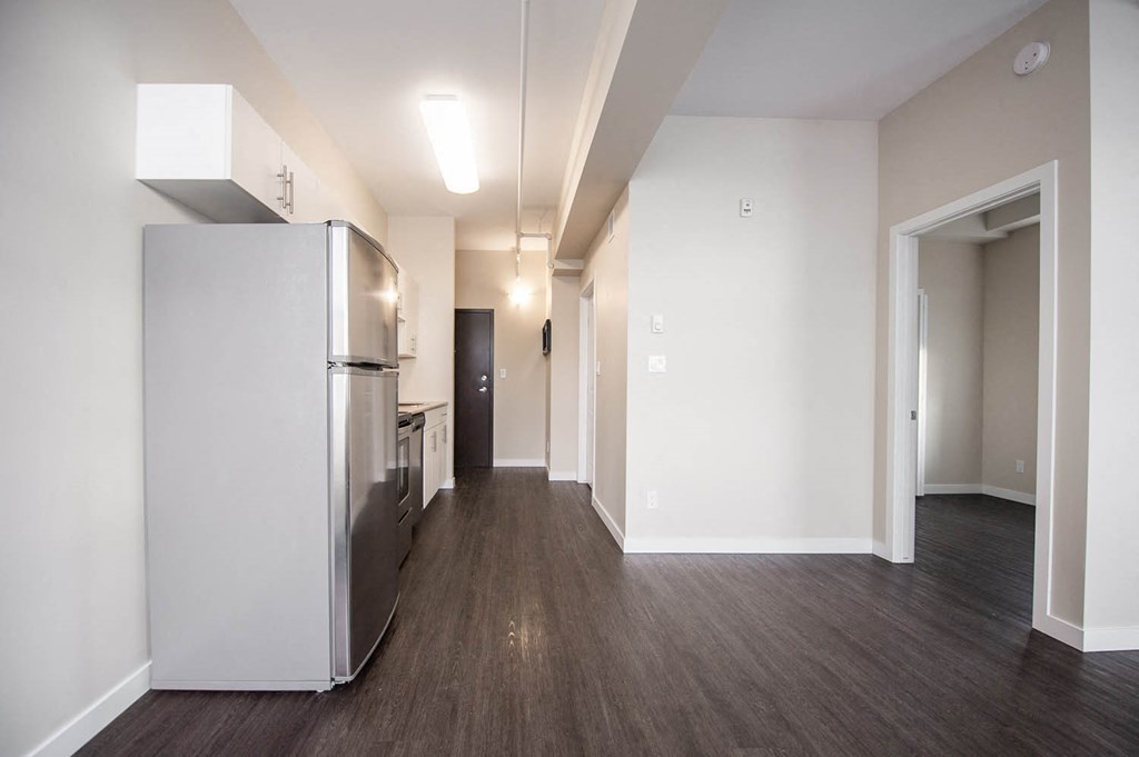 Living and Kitchen Area at 300 Tache Apartment, Winnipeg, MB.