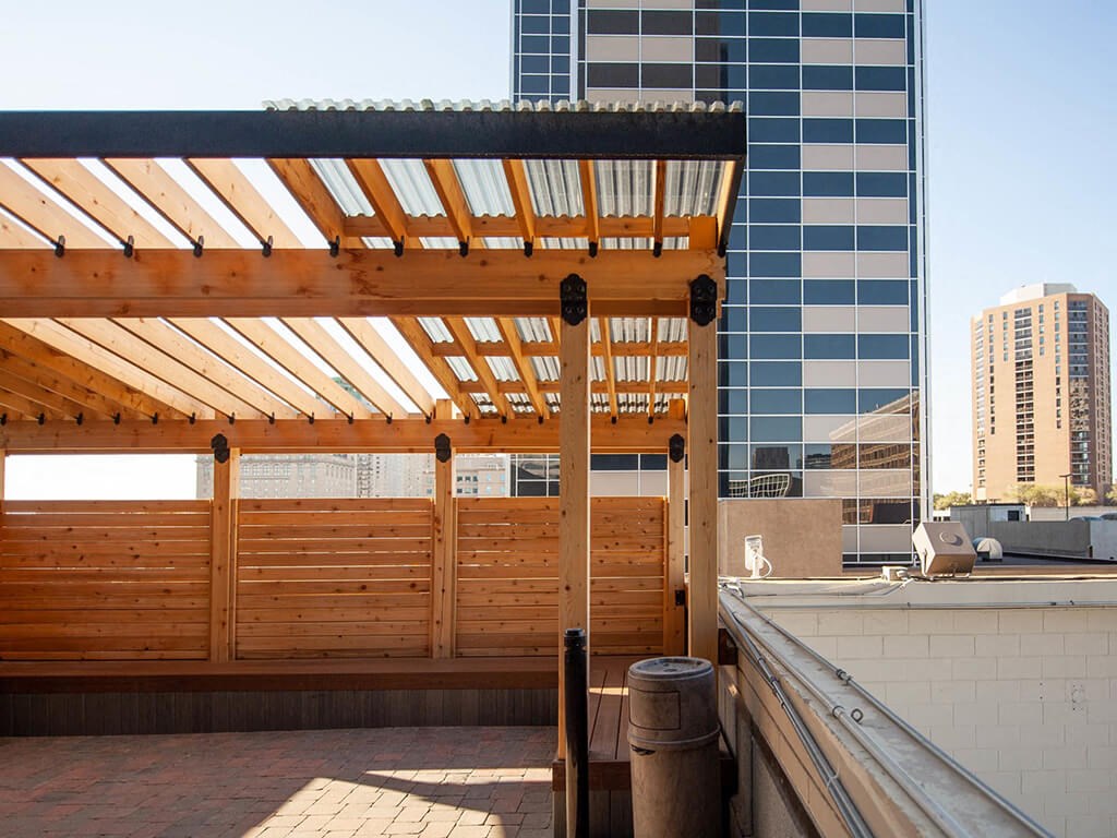 4th Floor Patio Area at 190 Smith Apartment Suites