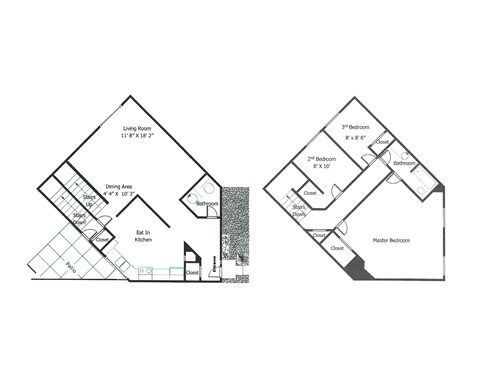 3 Bedrooms, 1 Bathroom Floor Plan Type D at 2-75 Oak Park Walk