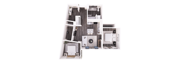 the integrative floor plan  1 bedroom with 2 baths