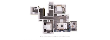 a 3d floor plan of a house with a bedroom and a bathroom