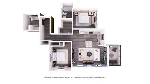 a 3d floor plan of a house with a bedroom and a bathroom