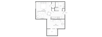 Studio Floor Planat Harbor Heights 55+ Community, Olympia, 98501