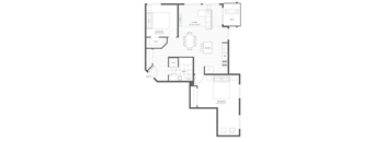 Two Bed One Bath D1 Floor Plan at Harbor Heights 55+ Community, Washington, 98501