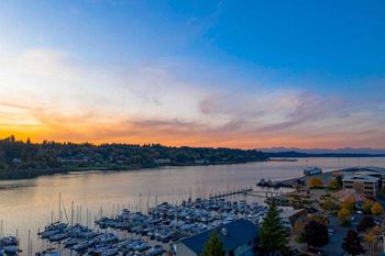 Enjoy views from the rooftop patio at Harbor Heights 55+ Community, Olympia, WA